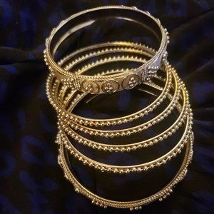 Silver Plated Small Six Piece Filigree Bracelets